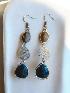 Faceted Teardrop & Oval Dangle Earrings